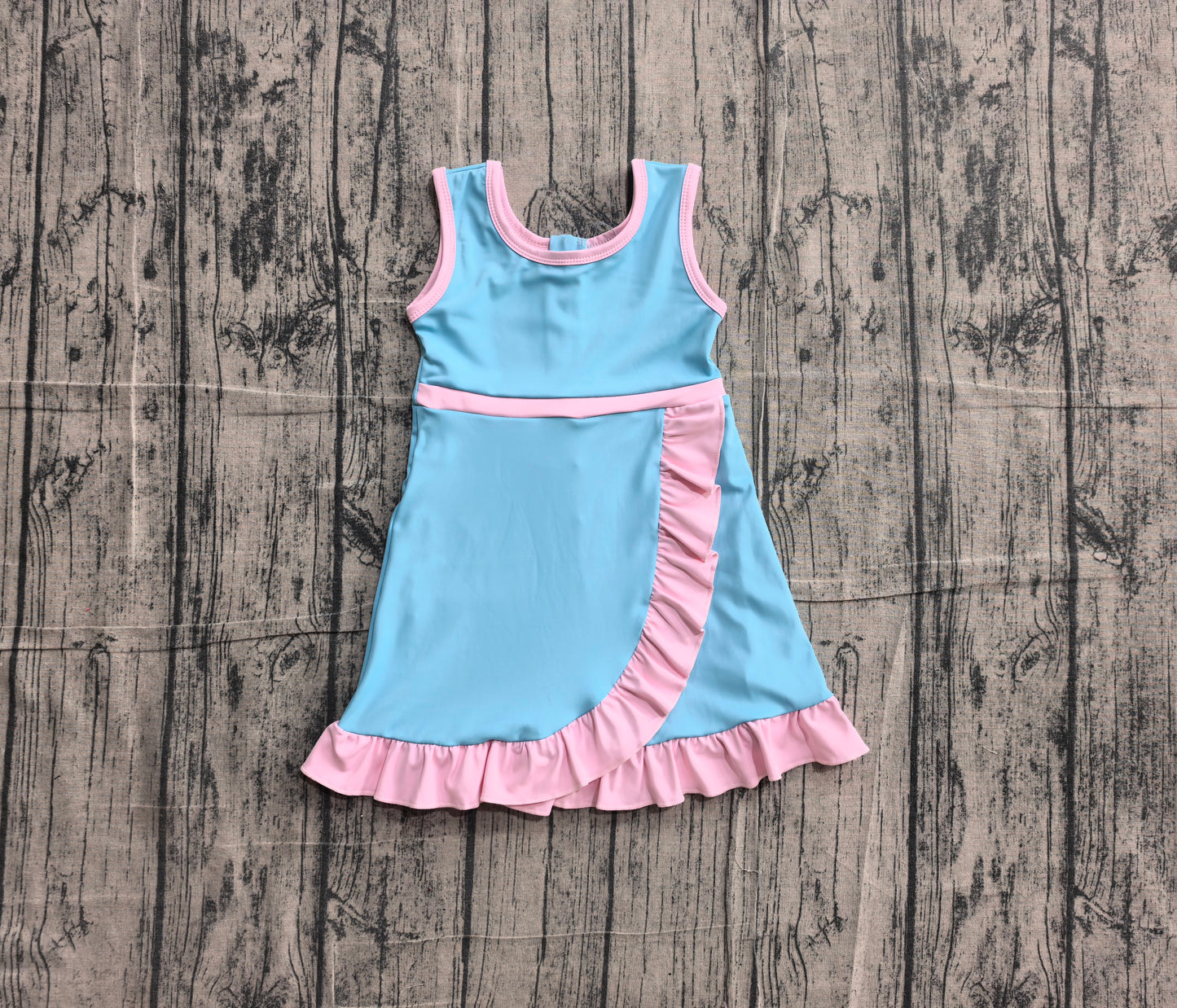 ( No moq ) Preorder Baby Girls Kids Sleeveless Shorts Scallop Dress Yoga Active Summer Clothes