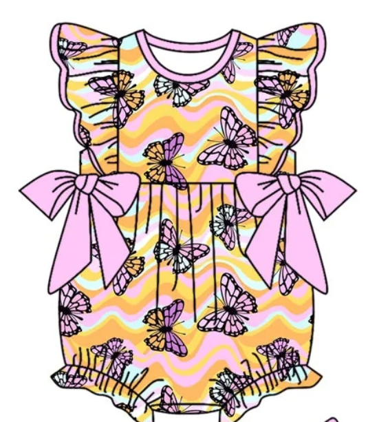 ( Moq 5 Each Style ) Baby Girl Summer Butterflies Sibling Romper Set 4.24