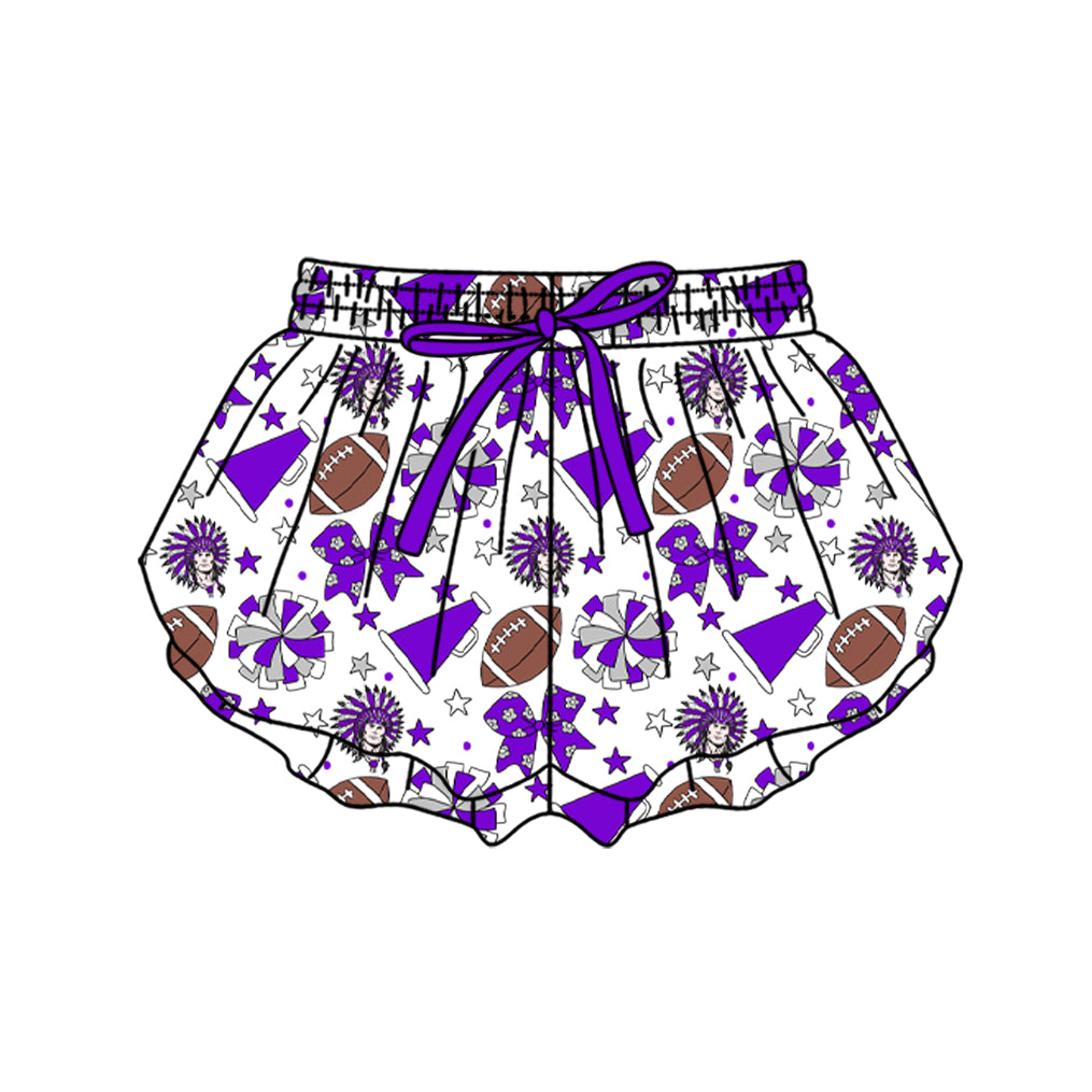 ( Moq 5 ) Baby Girls Kids Cheer Football Purple Bows Shorts Bottoms Team Clothes