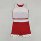 Baby Girls Kids Shirt Scallop Skirt Shorts Yoga Active Red Set Clothes RTS