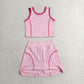 Baby Girl Pink Sleeveless Vest Tops Shorts Skirt Skort Yoga Active Set RTS