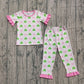Baby Girl Short Sleeves St Patrick Pink Bows Shirt Pants Pajamas Clothes Set RTS