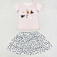 Baby Girl Halloween Short Sleeves Pumpkin Shirt Skirt With Shorts Set