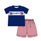 ( Moq 5 ) Baby Boys Toddler Short Sleeves Blue Shirt Stripes Shorts Team Summer Set
