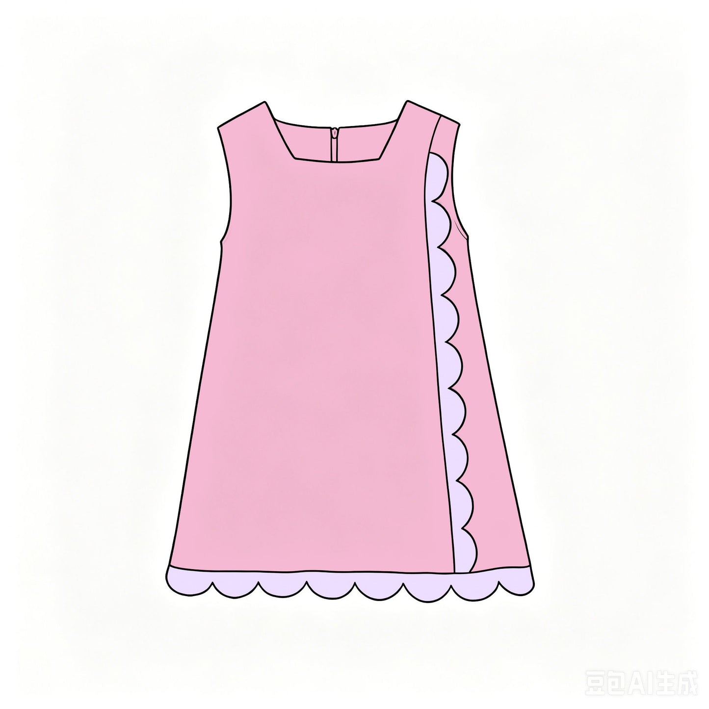 ( Moq 5 ) Preorder Baby Girls Kids Sleeveless Pink Scalloped Zipper Dress Yoga Active Clothes