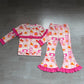 Baby Girls Kids Long Sleeves Pumpkins Bows Tops Pink Ruffle Pants Set Fall Clothes RTS