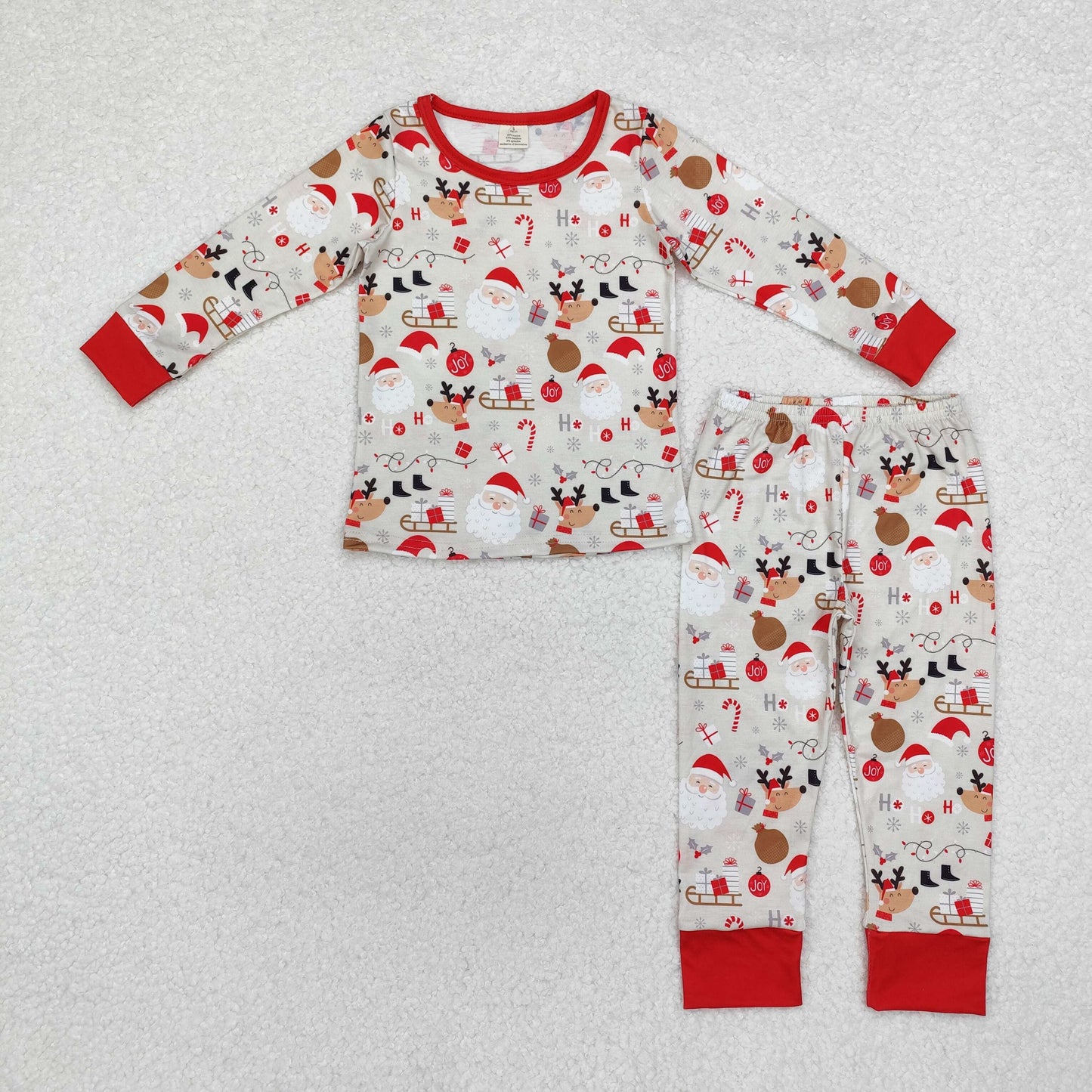 Baby Boy Long Sleeves Christmas Santa Deer Shirt Pants Pajamas Clothes Bamboo Set