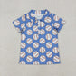 Baby Boys Short Sleeves Baseball Buttons Blue Shirt Tops RTS
