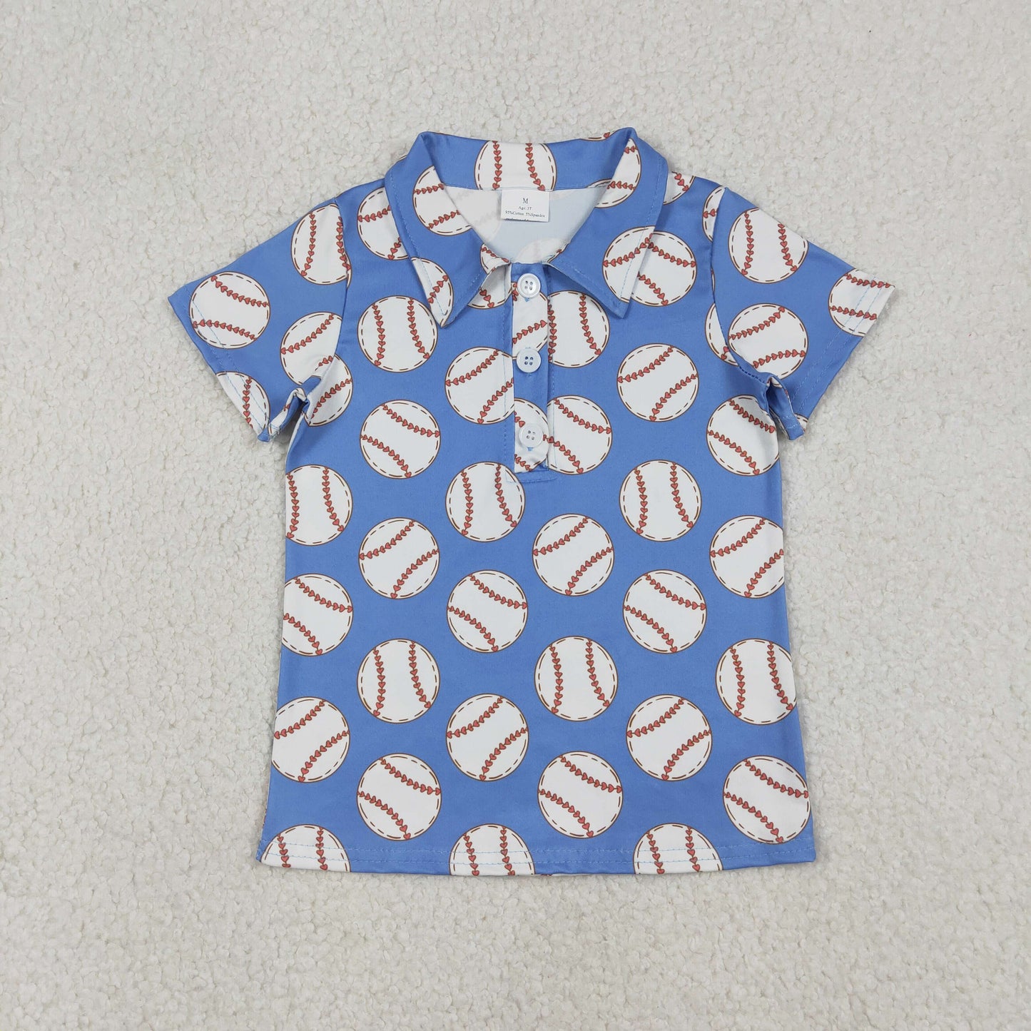 Baby Boys Short Sleeves Baseball Buttons Blue Shirt Tops RTS
