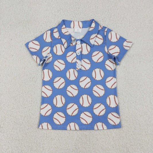 Baby Boys Short Sleeves Baseball Buttons Blue Shirt Tops RTS