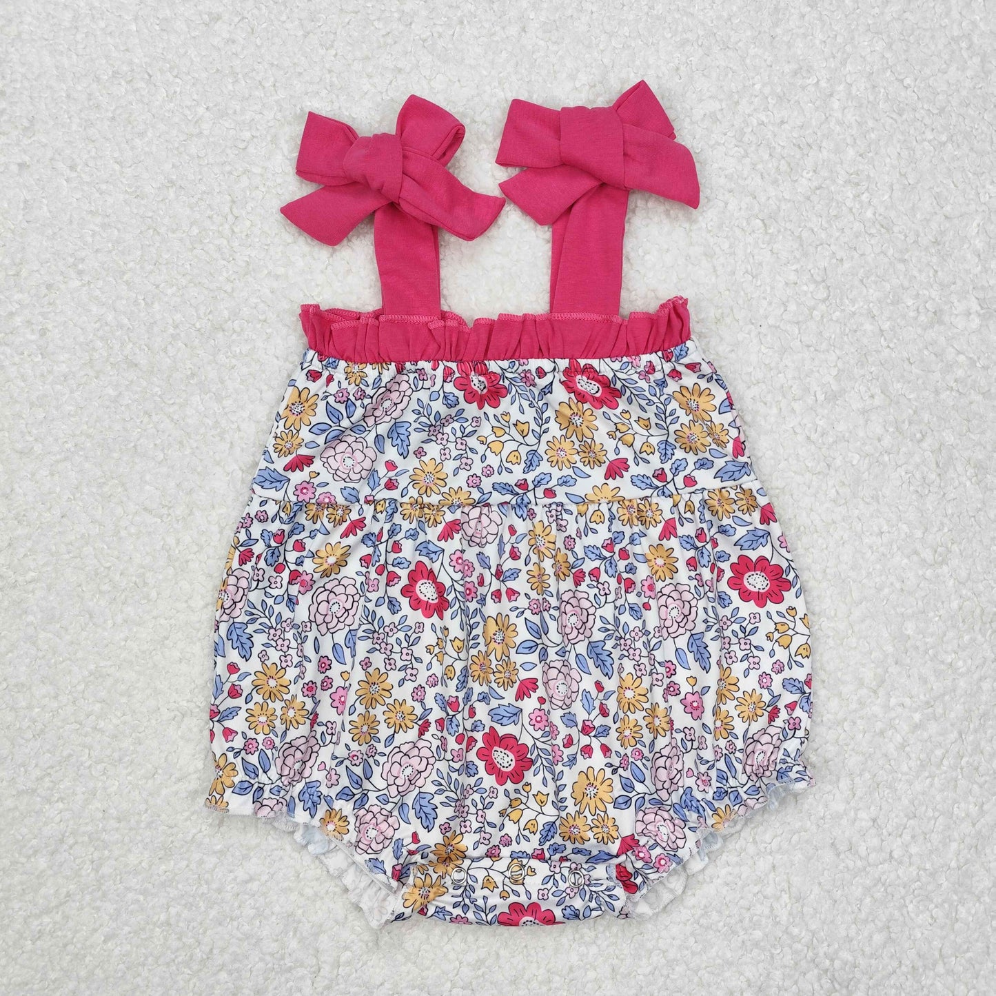 Baby Girl Infant Flower Straps Bubble Romper