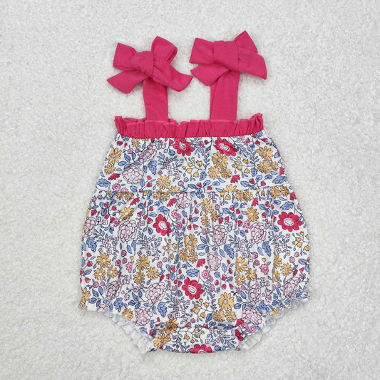 Baby Girl Infant Flower Straps Bubble Romper
