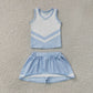 Baby Girls Kids Sleeveless Tops Light Blue Skirt Shorts Yoga Team Set RTS