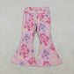 Girls Kids Pink Western Horse Denim Jeans Bell Pants RTS