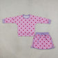 Sibling Baby Girls Kids Long Sleeves Dots Shirts Skirts Shorts Sets Clothes RTS