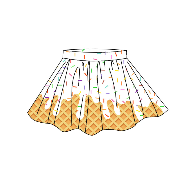 ( Moq 5 ) Preorder Baby Girls Kids Colorful Sprinkles Drips Skirt Shorts Yoga Active Bottom Clothes