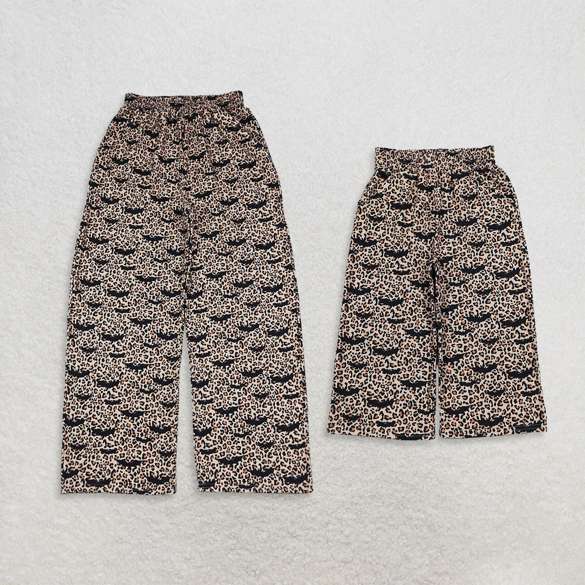 Sibling Baby Girls Adult Woman Halloween Bats Bows Leopard Pockets Mommy and Me Pants Bottoms Clothes