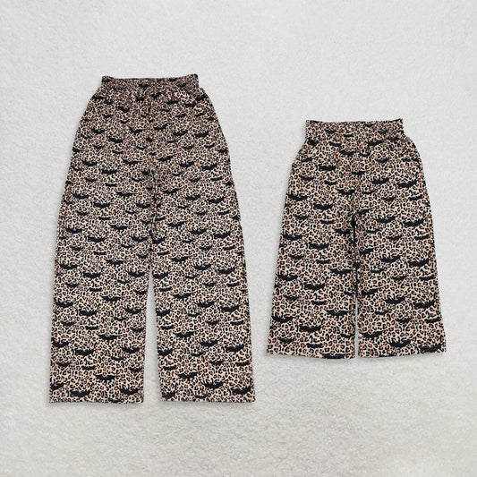 Sibling Baby Girls Adult Woman Halloween Bats Bows Leopard Pockets Mommy and Me Pants Bottoms Clothes
