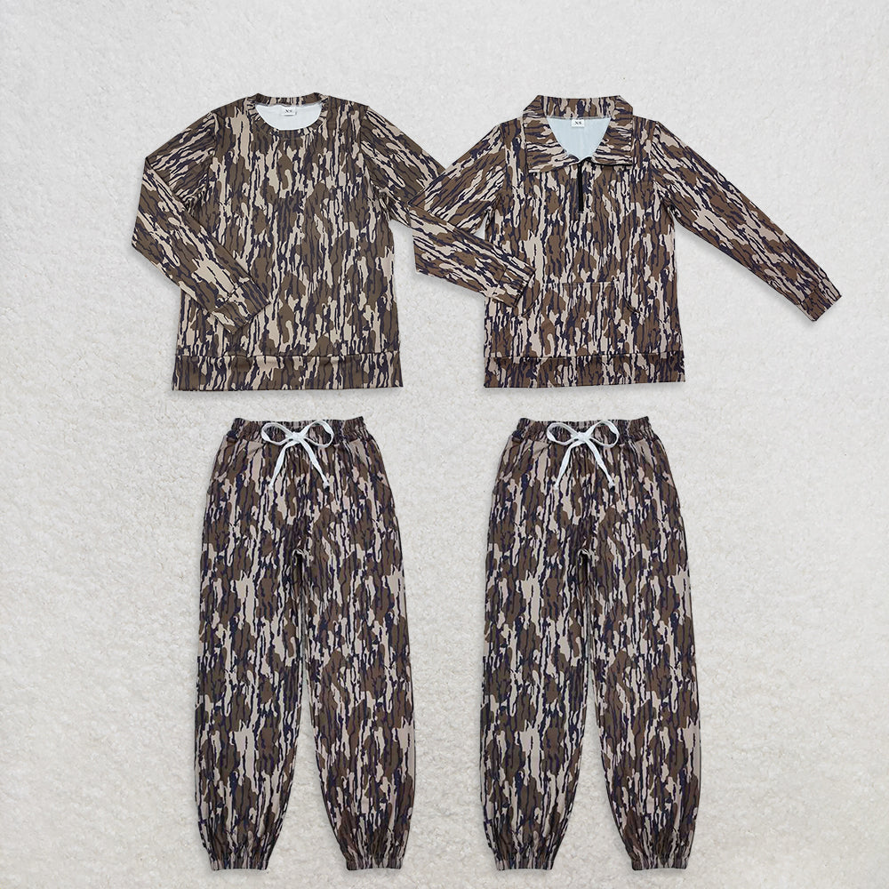 Sibling Adult Women Long Sleeves Camo Shirt Pockets Yoga Active Pants Clothes Sets RTS