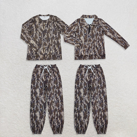 Sibling Adult Women Long Sleeves Camo Shirt Pockets Yoga Active Pants Clothes Sets RTS