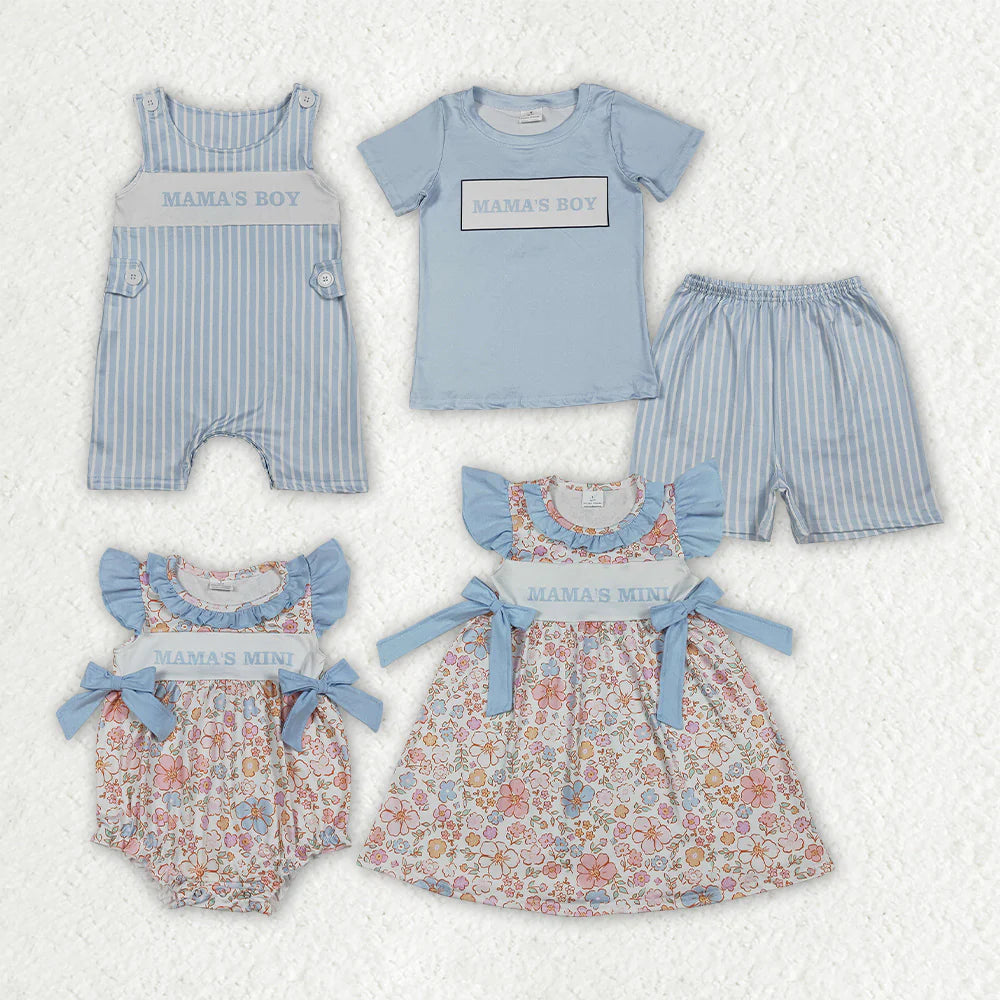 Sibling Baby Boy Girls Kids Mama's Boy Mini Dress Rompers Set Clothes RTS