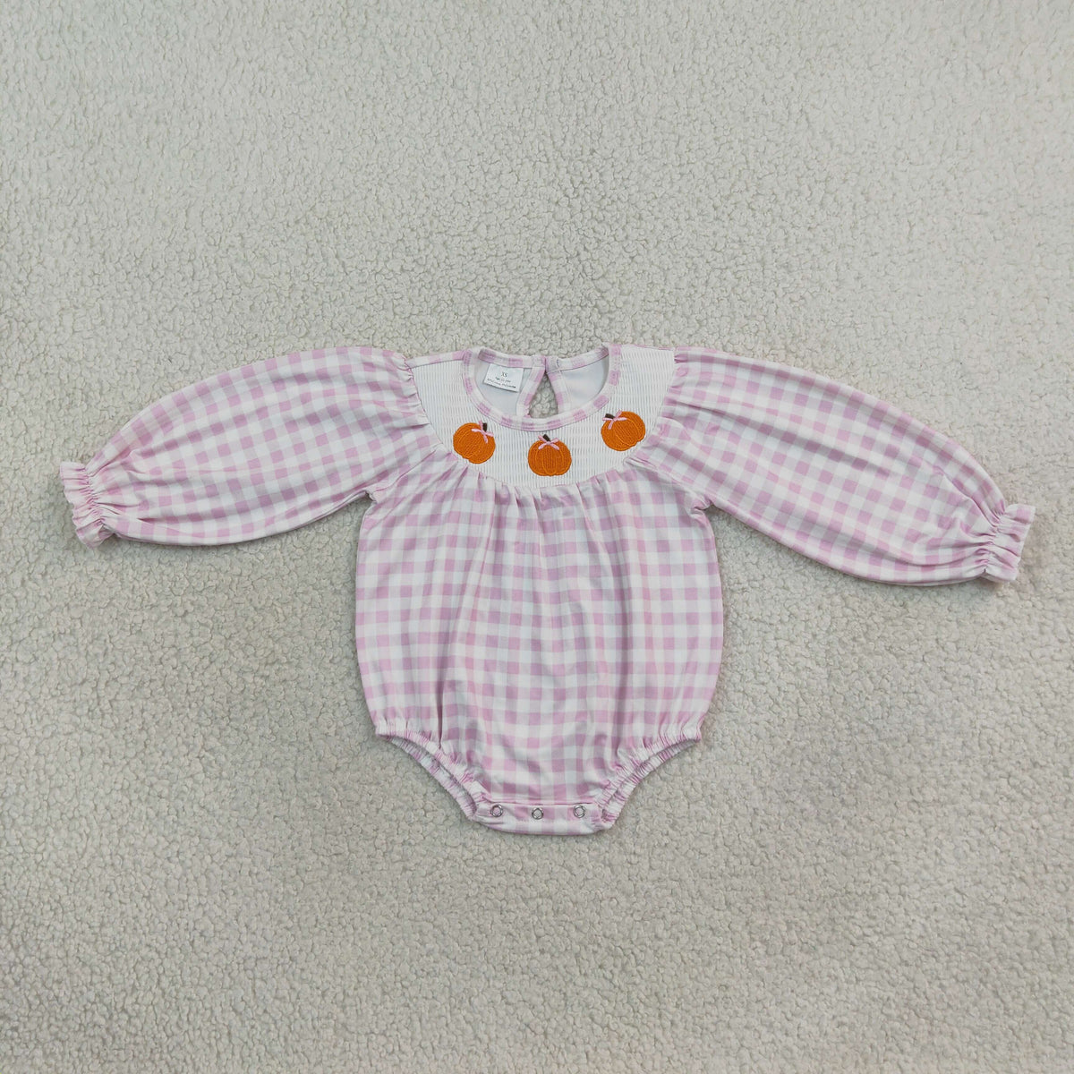 Sibling Baby Girls Kids Thanksgiving Embroidery Pumpkins Bows Fall Romper Dresses Pink Plaid Clothes RTS