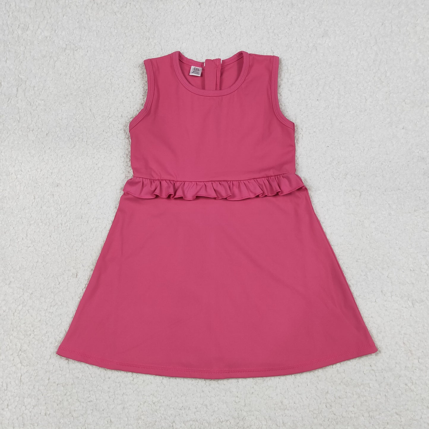 Baby Girls Kids Pink Sleeveless Ruffle Yoga Shorts Knee Length Dress RTS