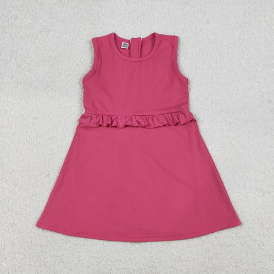 Baby Girls Kids Pink Sleeveless Ruffle Yoga Shorts Knee Length Dress RTS