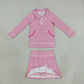 Baby Girls Kids Long Sleeves Pink Stripes Zipper Shirt Skirt Shorts Set Yoga Active Clothes RTS
