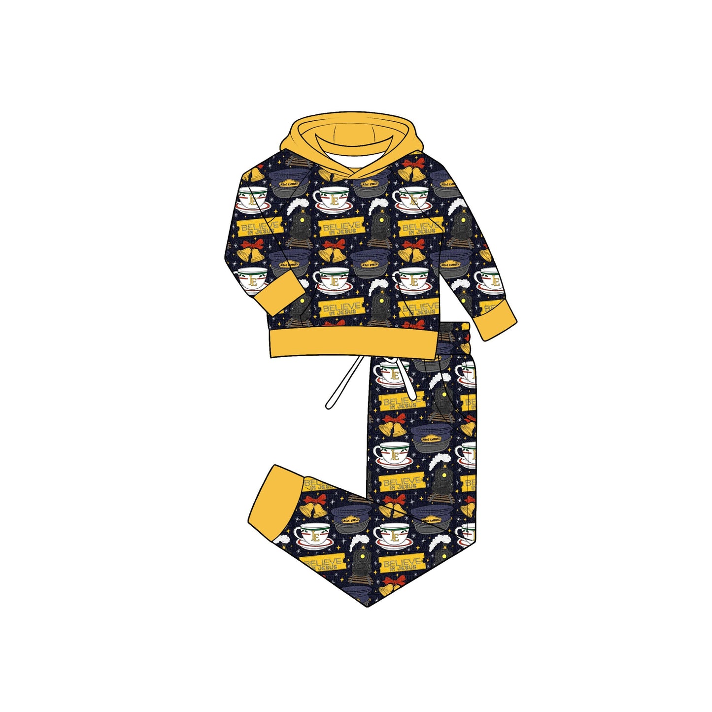 ( Moq 5 ) Preorder Baby Boys Kids Cups Hoodie Pullover Pockets Pants Christmas Set Clothes