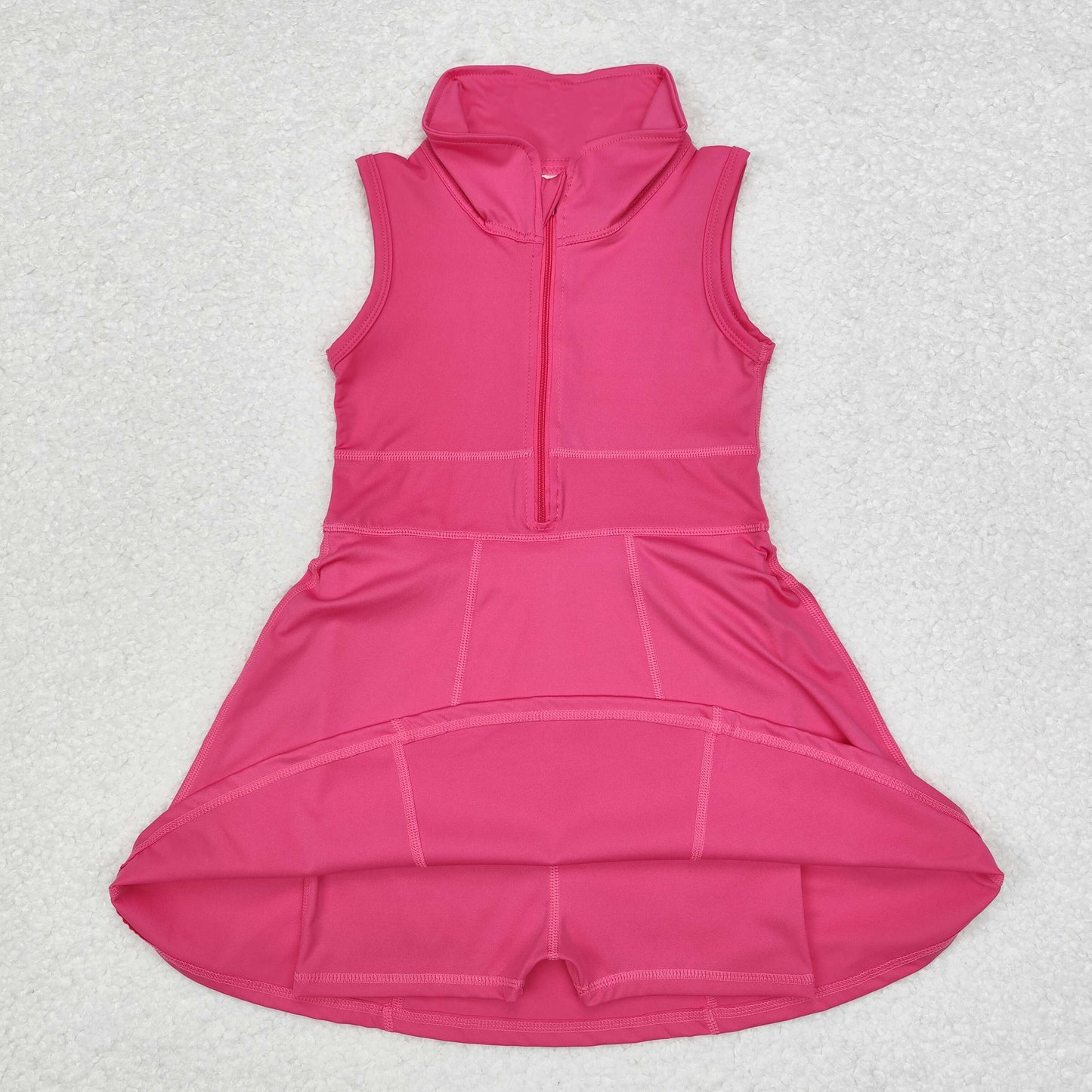 Baby Girl Yoga Sleeveless Dark Pink Sports Dress With Shorts