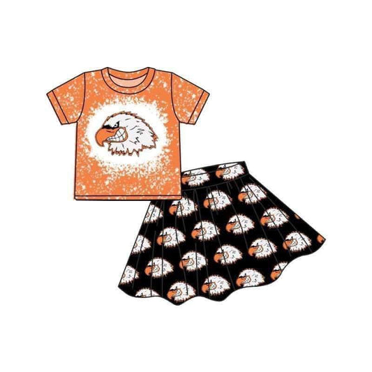 Baby Girl Short Sleeves Team Eagle Shirt Skirt With Shorts Clothes Set