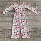 Baby Girl Long Sleeves Colorful Bows Pockets Christmas Buttons Jumpsuit RTS