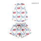 ( Moq 5 ) Preorder Baby Girls Kids Sleeveless Tops Bows Flags Shorts Set 4th of July Clothes