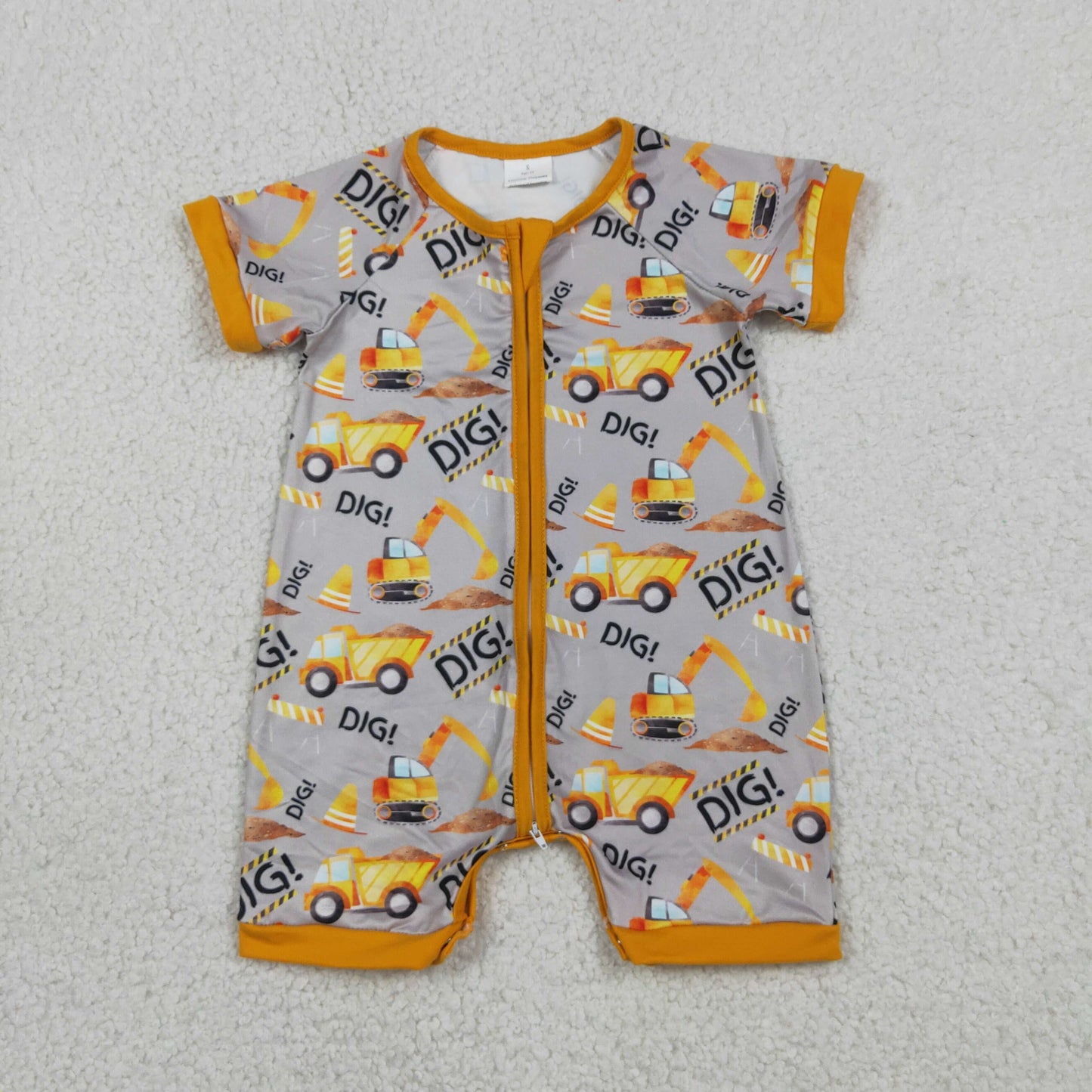 Baby Boys Kids Short Sleeves Digger Zipper Romper Summer Clothes RTS