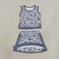 Baby Girls Kids Grey Camo Tops Skirt Shorts Set Yoga Active Clothes RTS