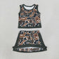 Baby Girls Kids Brown Green Camo Tops Skirt Shorts Set Yoga Active Clothes RTS