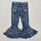 Baby Girl Double-layered Bell Denim Pants Blue Jeans