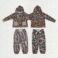 Sibling Baby Boys Long Sleeves Southern Camo Pockets Buttons Hoodie Tops Pants Clothes Sets RTS