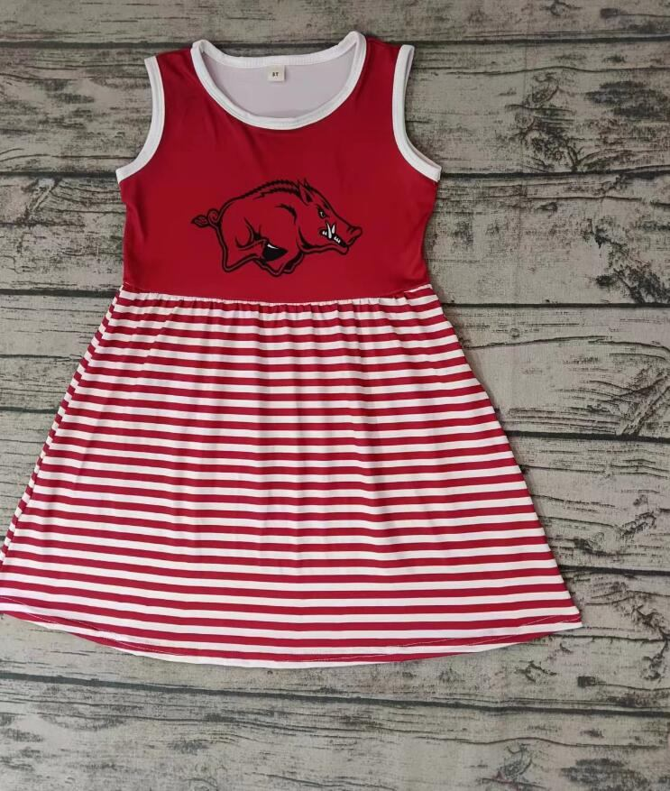 Moq 5 Baby Girl Sleeveless Pig Stripes Team Dress