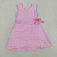 Sibling Baby Girls Plaid Bows Ruffle Yoga Active Shorts Knee Length Scallop Dresses RTS