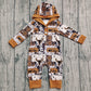 Baby Boy Long Sleeves Cow Cactus Aztec Hoodie Western Romper RTS