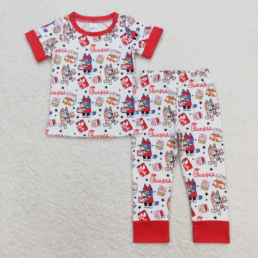 Baby Boy Short Sleeves Dogs Chick Shirt Pants Pajamas Set