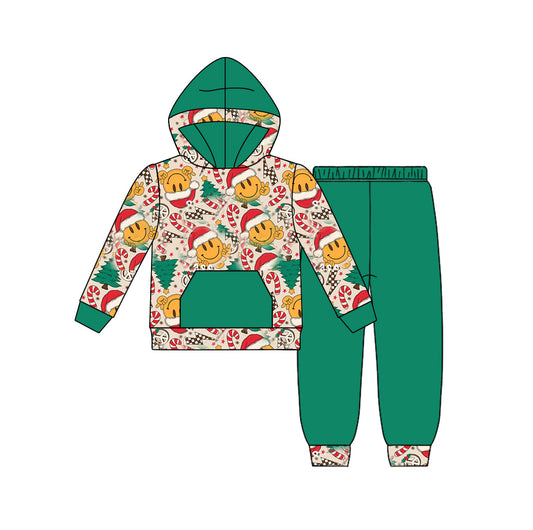 Baby Boy Christmas Smile Hoodie Tops Green Pants Clothes Set