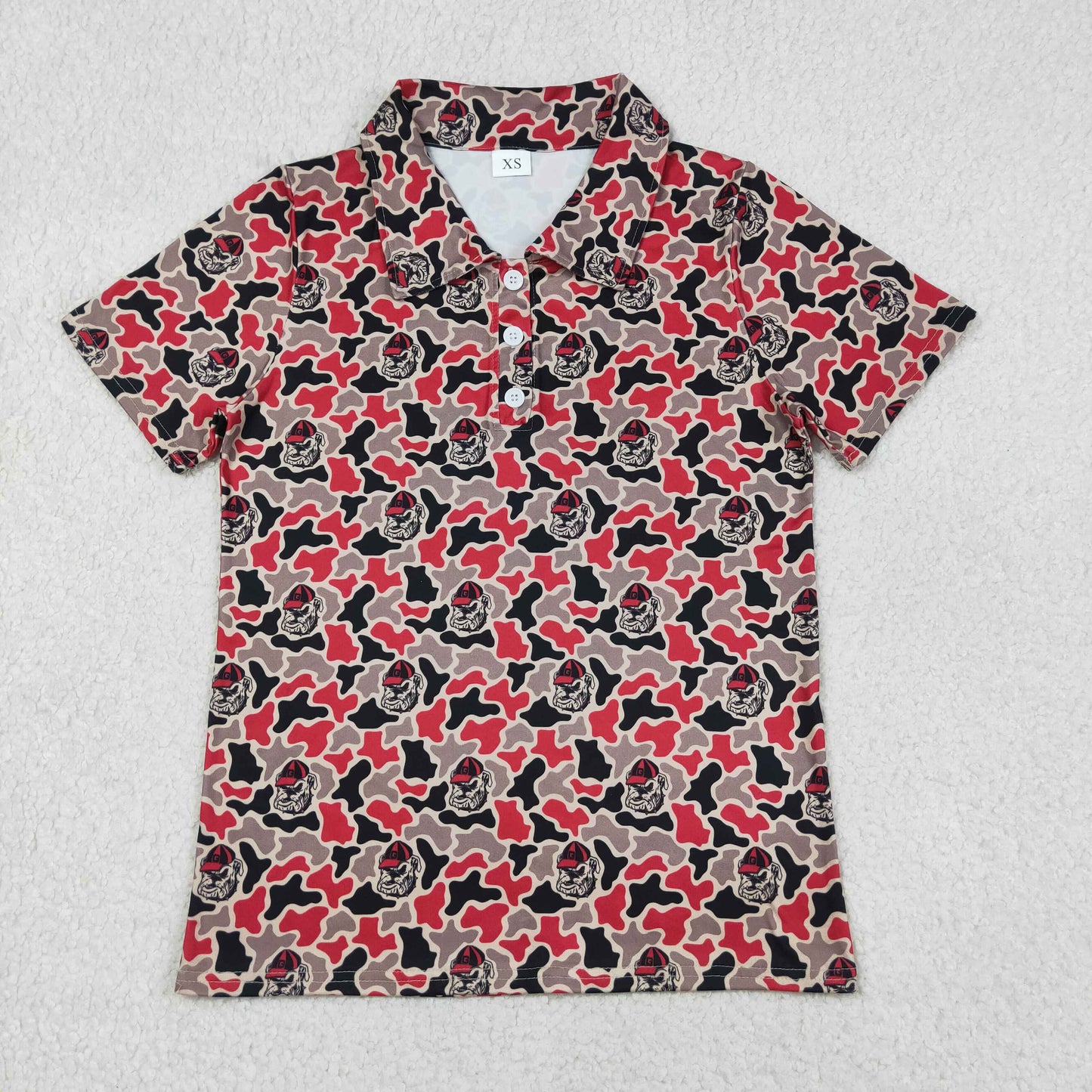 Sibling Baby Girls Adult Women Short Sleeves Dogs Camo Print Team Buttons Shirts Tops RTS