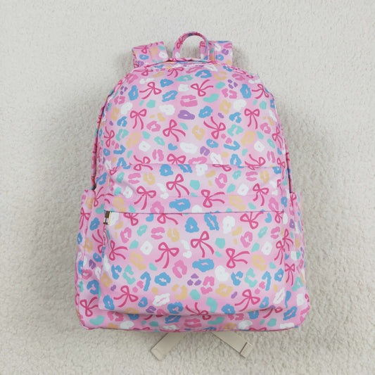 Baby Girl Toddler Colorful Leopard Bows Backpack Bags RTS