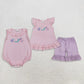 Sibling Baby Girls Kids Embroidery Animals Shirt Shorts Set Romper Summer Clothes RTS