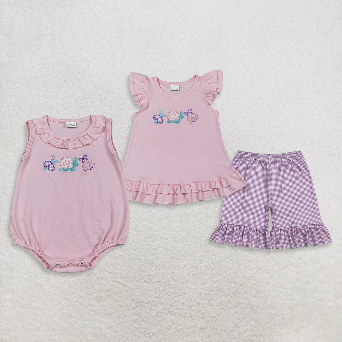 Sibling Baby Girls Kids Embroidery Animals Shirt Shorts Set Romper Summer Clothes RTS