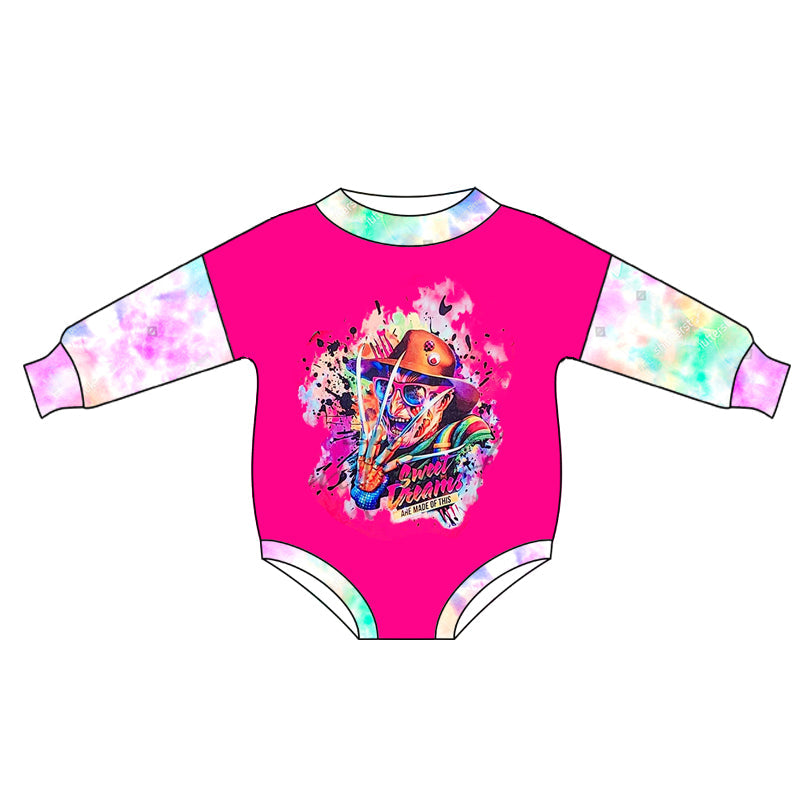 Baby Girl Tie Dye Long Sleeves Halloween Bubble Romper