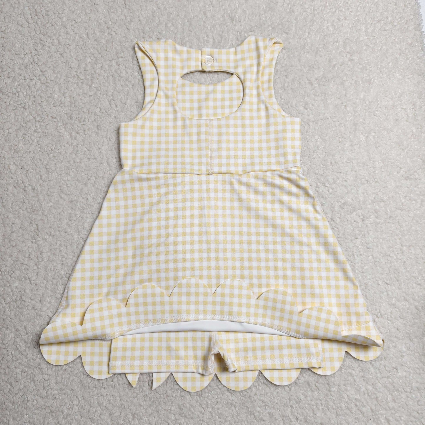 Baby Girls Sleeveless Yellow Plaid Bows with Shorts Yoga Dress RTS